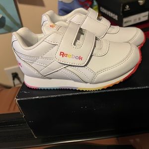 White and Rainbow Toddler Reebok Sneakers
